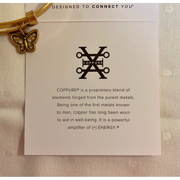 NWT Alex and Ani Crystal Butterfly Charm Bangle in Rafaelian Gold. - Picture 11 of 14